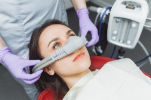 Woman with Nitrous Oxide mask